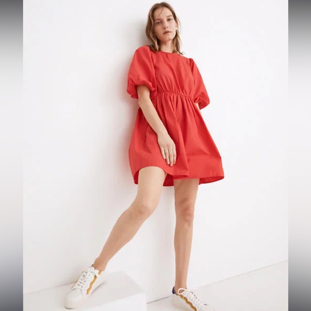 Madewell Poplin Bubble Sleeve Mini Dress 00